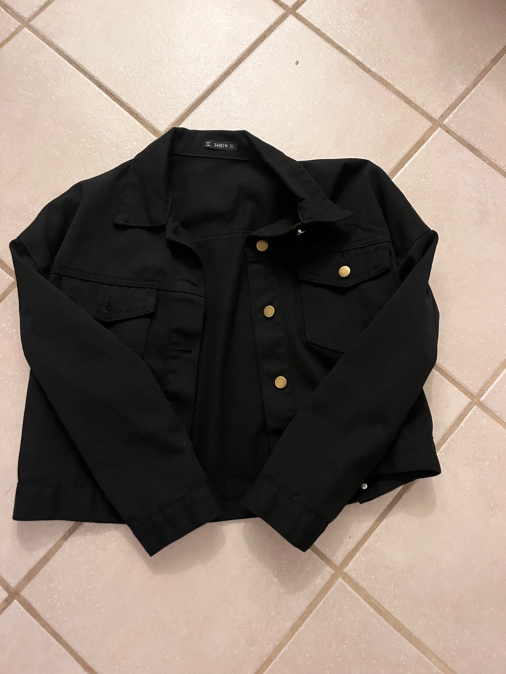 SHEIN Black Jean like Jacket with Gold Buttons